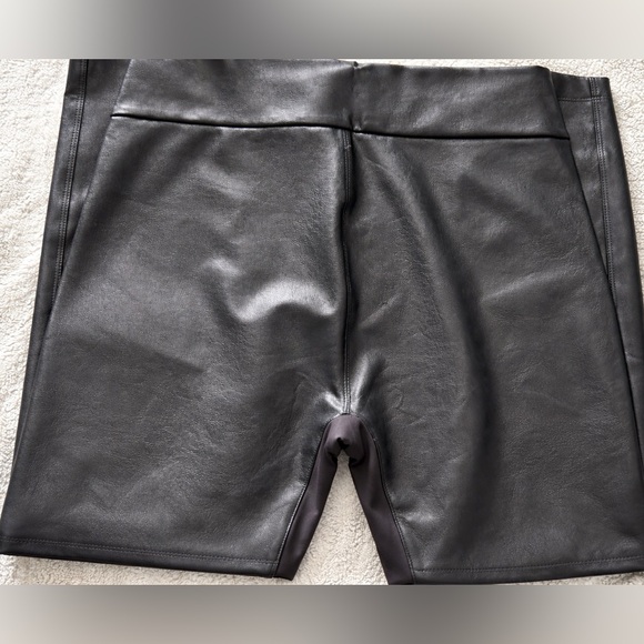 Black Faux Leather Leggings with Dark Brown Top - Picture 3 of 5